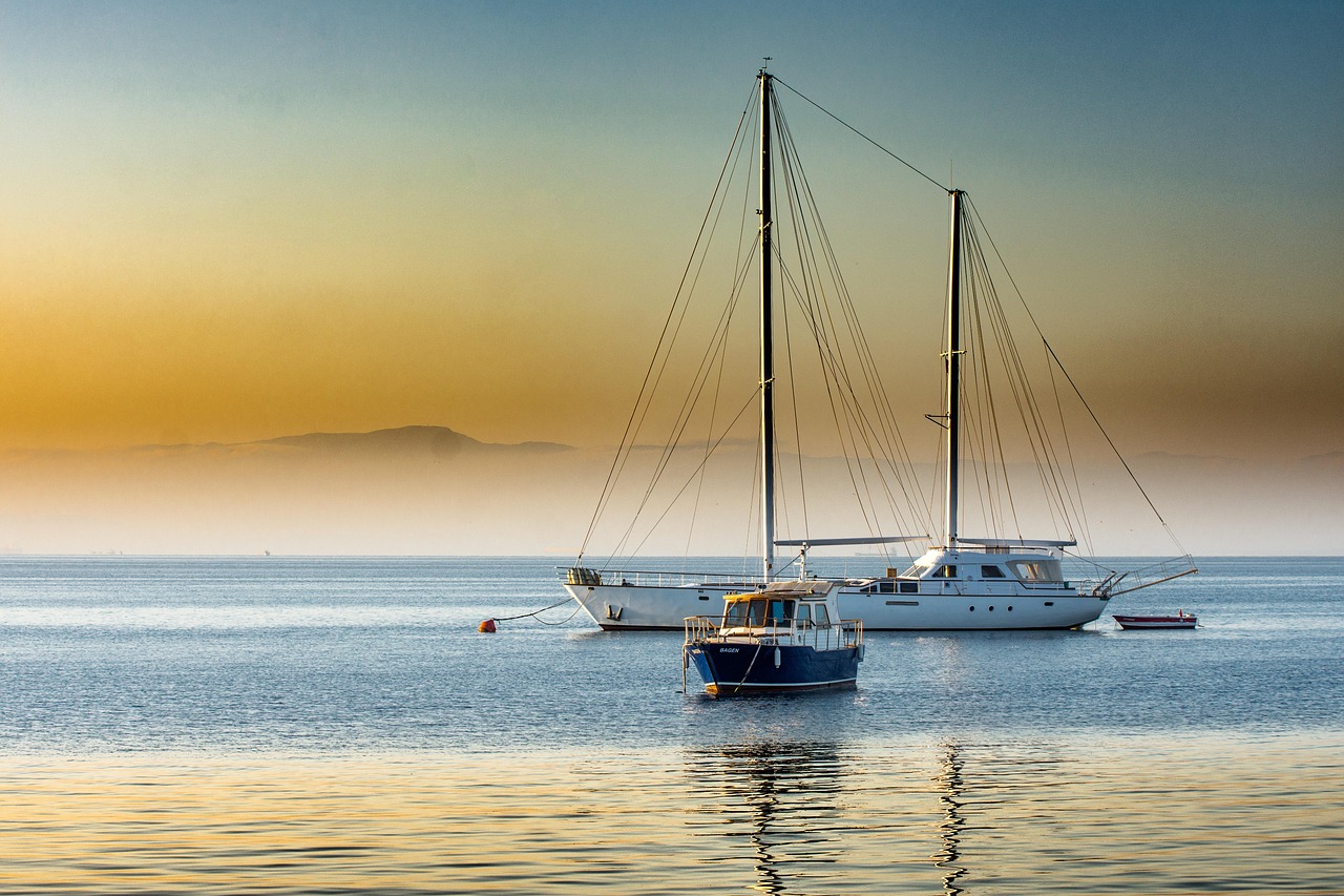 boats, yacht, sea, ship, yachting, boating, sailboat, vessels, sailing vessels, sunset, dusk, seascape, horizon, nature, water, marina, travel, ocean, turkey, tuzla bay